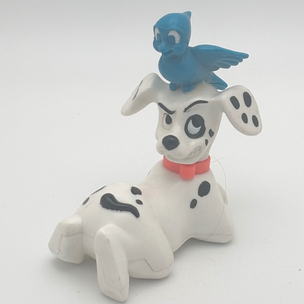 Disney 101 Dalmatians PVC Figure Puppy with Blue Bird Vintage‎ Collectible Toy